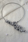 Buy Mero Jewellery Silver Plated Floral Pearl Choker Necklace at Aza Fashions Buy_Mero Jewellery_Silver Plated Floral Pearl Choker Necklace _at_Aza_Fashions