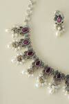 Shop_Mero Jewellery_Pink Pearls Kempstone Necklace Set _at_Aza_Fashions