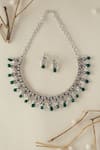 Buy_Mero Jewellery_Green Pearls, Stones Silver Onyx Necklace Set _at_Aza_Fashions