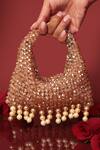 Buy Forever Noor Gold Crystals, Pearls Ramsey Boat Bag at Aza Fashions Buy_Forever Noor_Gold Crystals, Pearls Ramsey Boat Bag_at_Aza_Fashions