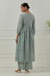 Shop_Musal_Green Floral Block Print Poppy Kurta Set _at_Aza_Fashions