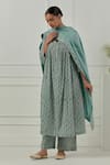 Buy_Musal_Green Floral Block Print Poppy Kurta Set _at_Aza_Fashions