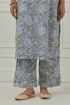 Musal_Blue Floral Block Printed Azalea Kurta Set _Online_at_Aza_Fashions