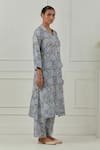 Buy_Musal_Blue Floral Block Printed Azalea Kurta Set _Online_at_Aza_Fashions