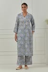 Buy_Musal_Blue Floral Block Printed Azalea Kurta Set 