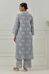 Shop_Musal_Blue Floral Block Printed Azalea Kurta Set _at_Aza_Fashions