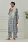 Buy_Musal_Blue Floral Block Printed Azalea Kurta Set _at_Aza_Fashions