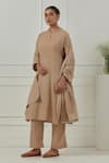 Buy_Musal_Mustard Aster Striped Kurta Set _at_Aza_Fashions