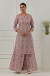 Musal_Multi Color Iris Floral Block Print Kurta Set _at_Aza_Fashions