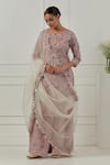 Buy_Musal_Multi Color Iris Floral Block Print Kurta Set _at_Aza_Fashions