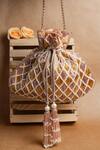 Buy_Nayaab By Sonia_Gold Pearls, Embroidery Cruzado Blush Potli Bag _at_Aza_Fashions