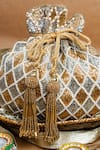 Nayaab by Sonia_Cruzado Gold Velvet Potli _Online_at_Aza_Fashions