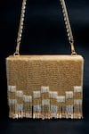 Shop_Nayaab By Sonia_Gold Beads, Tassels Salli En Vie Kasse Embroidered Clutch _at_Aza_Fashions