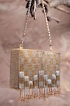 Nayaab By Sonia_Gold Beads, Tassels, Embroidery Shades Of Kasse Box Clutch _Online_at_Aza_Fashions
