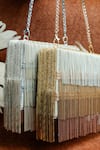 Shop_Nayaab By Sonia_Gold Embroidery Box Clutch With Metallic Chains _Online_at_Aza_Fashions