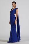 Astha Batra_Embellished Blue Georgette Pre-draped Saree _Online_at_Aza_Fashions