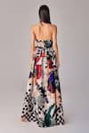 Shop_Saaksha & Kinni_Multi Color Floral Checkered Asymmetric High Waist Skirt _at_Aza_Fashions