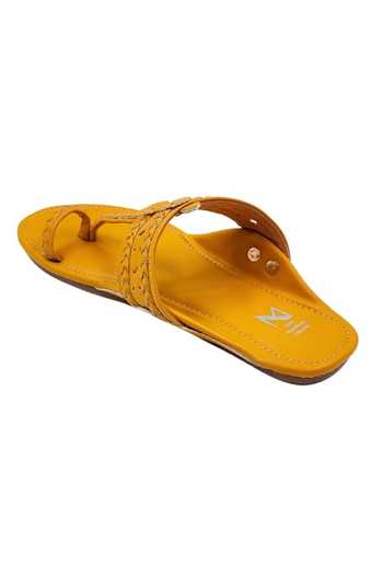 Buy_The Madras Trunk_Yellow Kolhapuri Flat Sandals _Online_at_Aza_Fashions