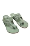 The Madras Trunk_Olive Green Kolhapuri Flats _at_Aza_Fashions