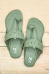 Buy_The Madras Trunk_Olive Green Kolhapuri Flats _at_Aza_Fashions
