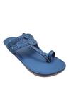 Shop_The Madras Trunk_Blue Dark Kolhapuri Flat Sandals _Online_at_Aza_Fashions