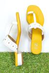 Buy_The Madras Trunk_Yellow Faux Leather Kolhapuri Heels _at_Aza_Fashions
