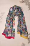 Buy_Unallume By Nisha_Multi Color Floral Elegance Silk Scarf _at_Aza_Fashions