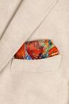 Buy_UNALLUME by Nisha_Multi Color Orchid Dreams Silk Pocket Square _at_Aza_Fashions