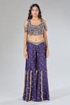 Payal Singhal_Purple Embroidered Blouse And Sharara Set _Online_at_Aza_Fashions