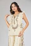 Shop Payal Singhal Beige Embroidery, Pearls Crescent Moon Top Sharara Set Online at Aza Fashions Shop_Payal Singhal_Beige Embroidery, Pearls Crescent Moon Top Sharara Set _Online_at_Aza_Fashions