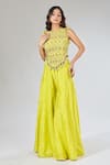 Buy_Payal Singhal_Green Jaal Embroidered Yellow Top And Sharara Set _Online_at_Aza_Fashions