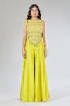 Shop_Payal Singhal_Green Jaal Embroidered Yellow Top And Sharara Set _Online_at_Aza_Fashions