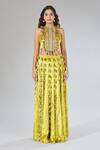 Shop_Payal Singhal_Green Floral Vine Embroidered Blouse And Skirt Set _Online_at_Aza_Fashions