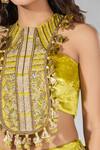 Payal Singhal_Green Floral Vine Embroidered Blouse And Skirt Set _at_Aza_Fashions