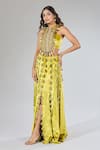 Shop_Payal Singhal_Green Floral Vine Embroidered Blouse And Skirt Set 