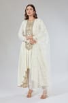 Buy_Payal Singhal_Ivory Mughal Jaal Embroidered Anarkali Set _at_Aza_Fashions