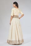 Shop_Payal Singhal_Beige Mirrors, Pearls, Gota Patti, Zari Round Floral Embroidered Lehenga Set _at_Aza_Fashions