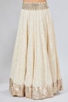 Shop_Payal Singhal_Beige Mirrors, Pearls, Gota Patti, Zari Round Floral Embroidered Lehenga Set _Online_at_Aza_Fashions