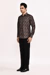Buy_Aryavir Malhotra_Brown Cotton, Silk Patterned Casual Shirt _Online_at_Aza_Fashions