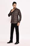 Aryavir Malhotra_Brown Cotton, Silk Patterned Casual Shirt _at_Aza_Fashions