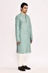 Arihant Rai Sinha_Blue Cotton, Silk Embroidery Light Kurta _Online_at_Aza_Fashions