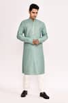 Buy_Arihant Rai Sinha_Blue Cotton, Silk Embroidery Light Kurta _Online_at_Aza_Fashions