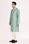 Arihant Rai Sinha_Blue Cotton, Silk Embroidery Light Kurta _at_Aza_Fashions