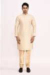 Arihant Rai Sinha_Cream Cotton, Silk Printed Kurta Set _at_Aza_Fashions