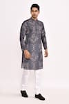 Buy_Arihant Rai Sinha_Gray Cotton, Silk Printed Grey Kurta Set With White Churidar 