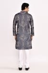 Shop_Arihant Rai Sinha_Gray Cotton, Silk Printed Grey Kurta Set With White Churidar _at_Aza_Fashions