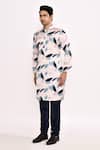 Shop_Arihant Rai Sinha_White Cotton, Silk Leaf Print Kurta Set _Online_at_Aza_Fashions