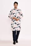 Buy_Arihant Rai Sinha_White Cotton, Silk Leaf Print Kurta Set 
