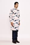Shop_Arihant Rai Sinha_White Cotton, Silk Leaf Print Kurta Set 