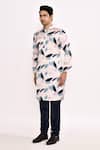 Arihant Rai Sinha_White Cotton, Silk Leaf Print Kurta Set _Online